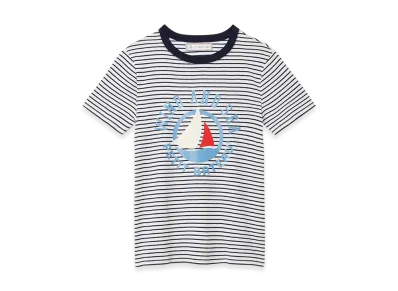 WIND AND SEA x PETIT BATEAU Print Short Sleeve Tee "Off White/Navy"