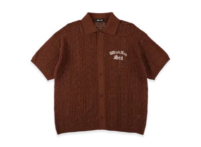 WIND AND SEA Cotton Knit Polo Cardigan "Brown"