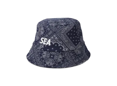 WIND AND SEA Paisley Pattern Bucket Hat "Navy"