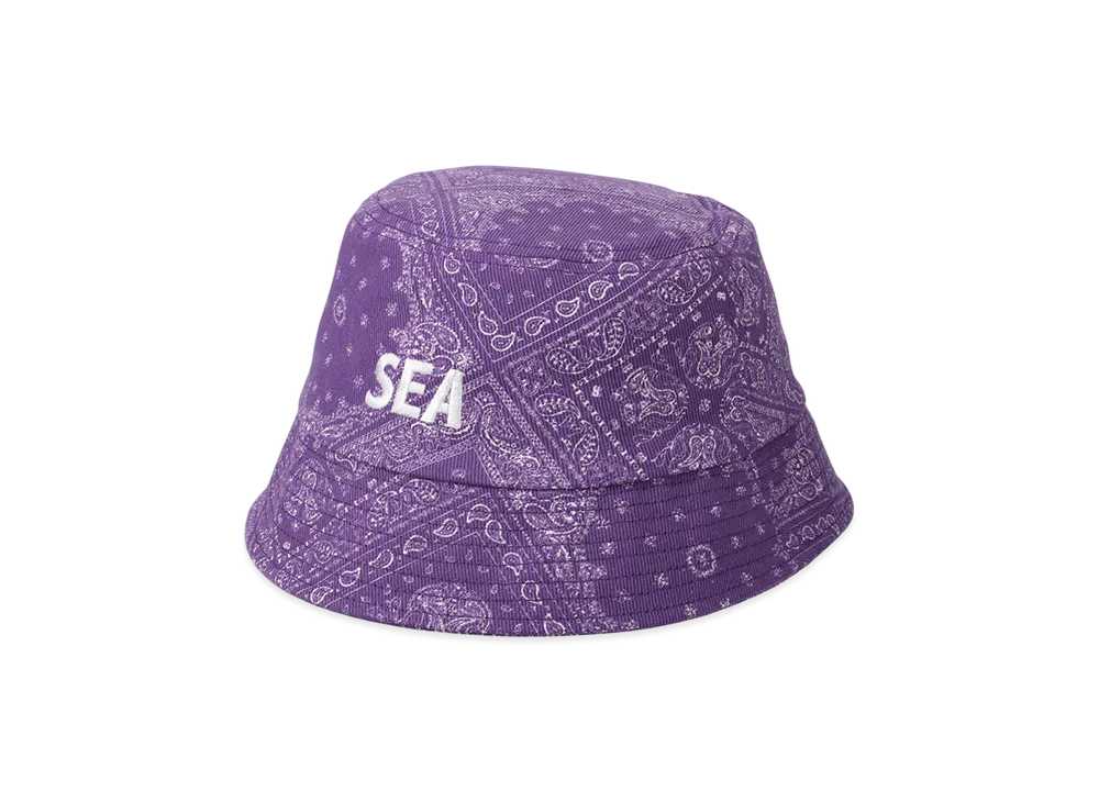 WIND AND SEA Paisley Pattern Bucket Hat "Purple"