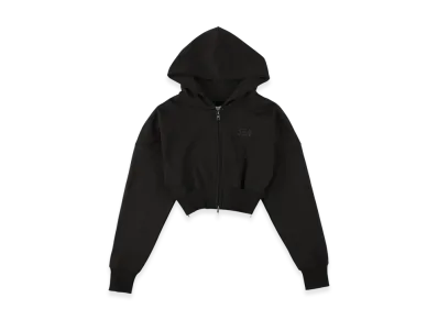 WIND AND SEA Cozy Zip Cropped Hooded Sweatshirt(Ladies) "Black"