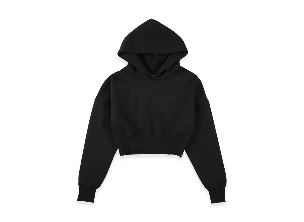 WIND AND SEA Cozy Cropped Hooded Sweatshirt(Ladies) "Black"