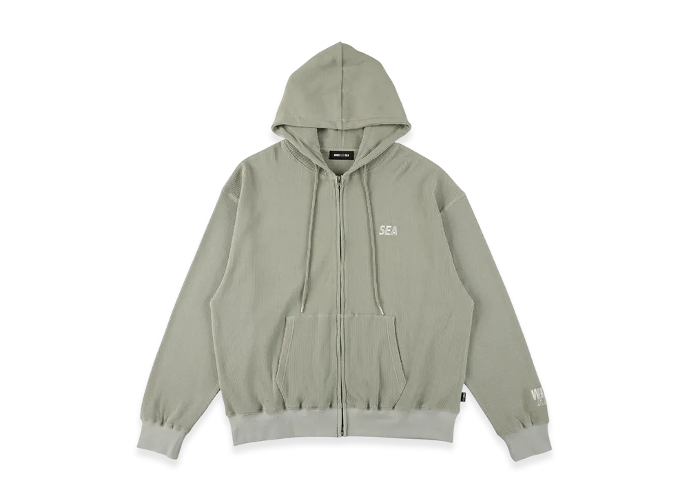 WIND AND SEA Waffle Zip Up Sweatshirt "Sage Green"