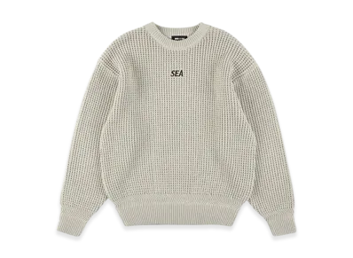 WIND AND SEA Waffle Crewneck Knit Sweater "Ivory"