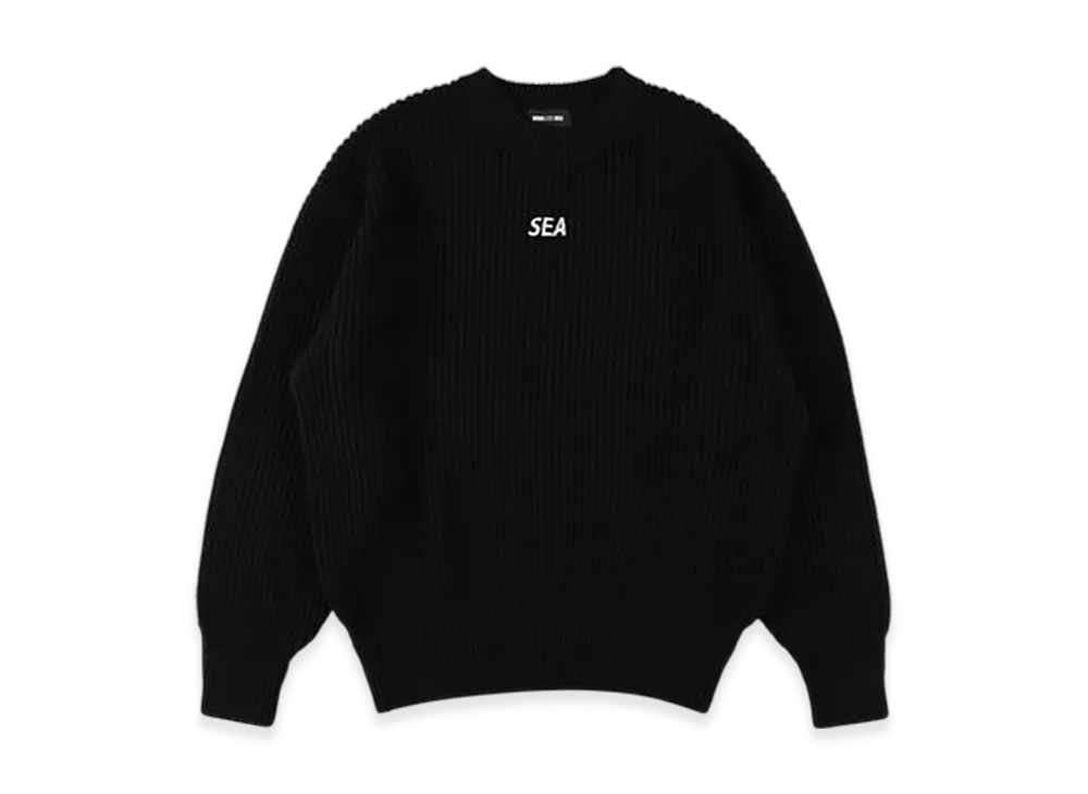 WIND AND SEA Waffle Crewneck Knit Sweater "Black"
