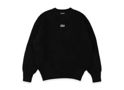WIND AND SEA Waffle Crewneck Knit Sweater "Black"