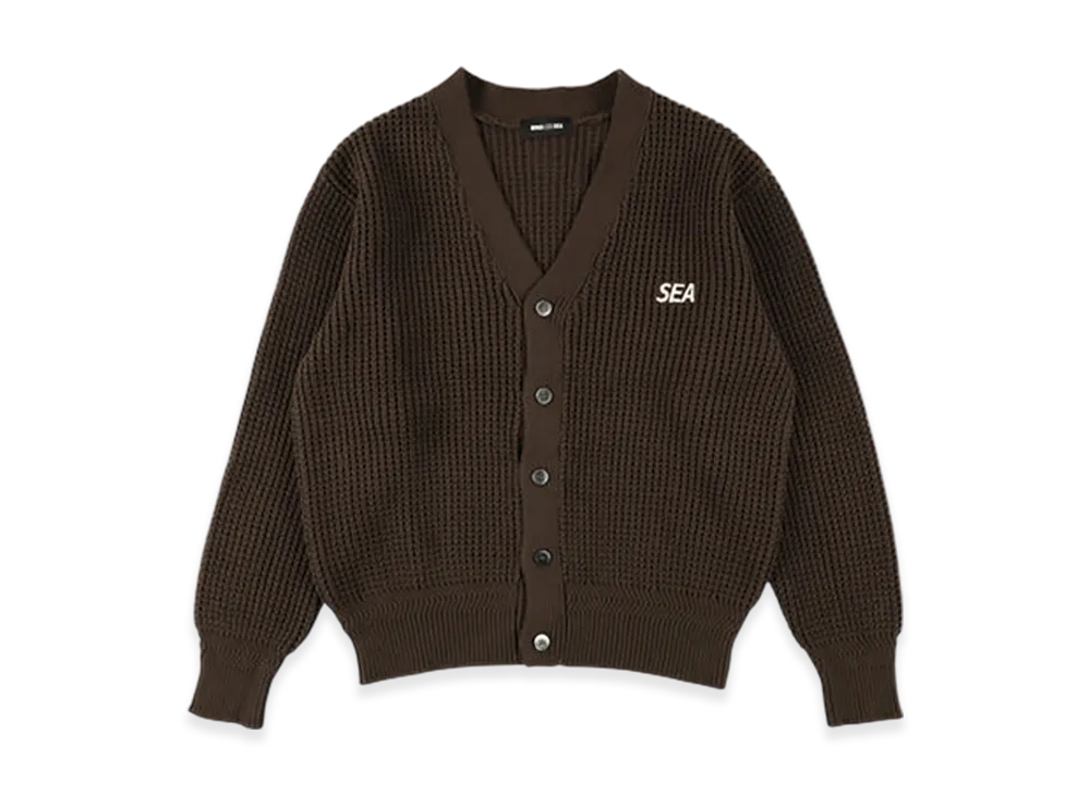 WIND AND SEA Waffle Knit Cardigan "Brown"