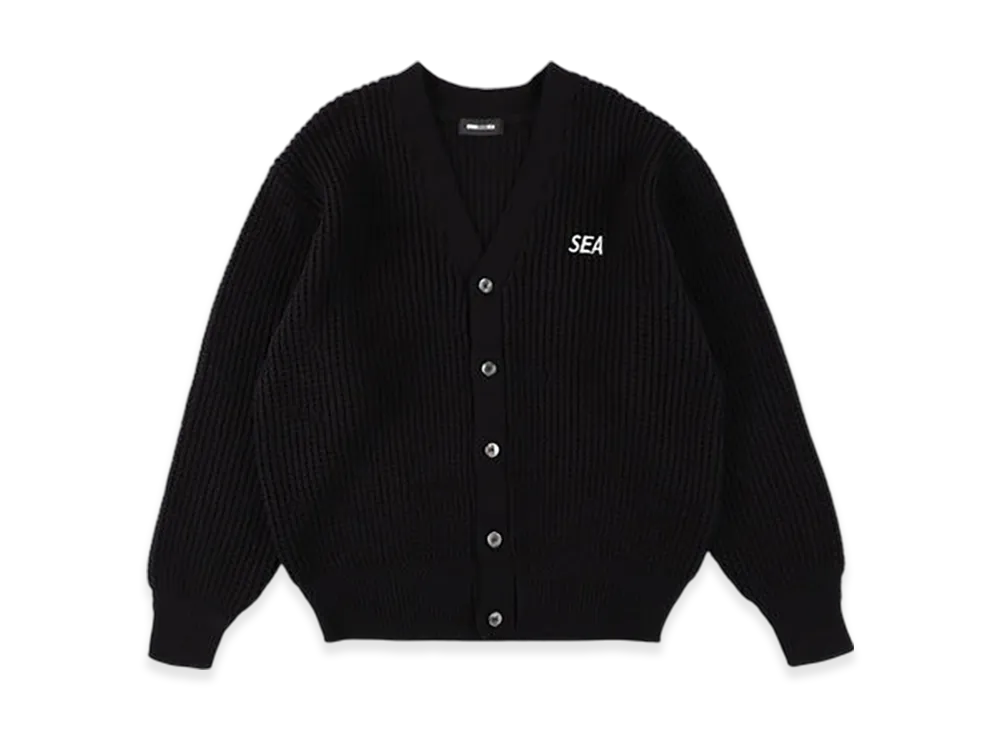 WIND AND SEA Waffle Knit Cardigan "Black"