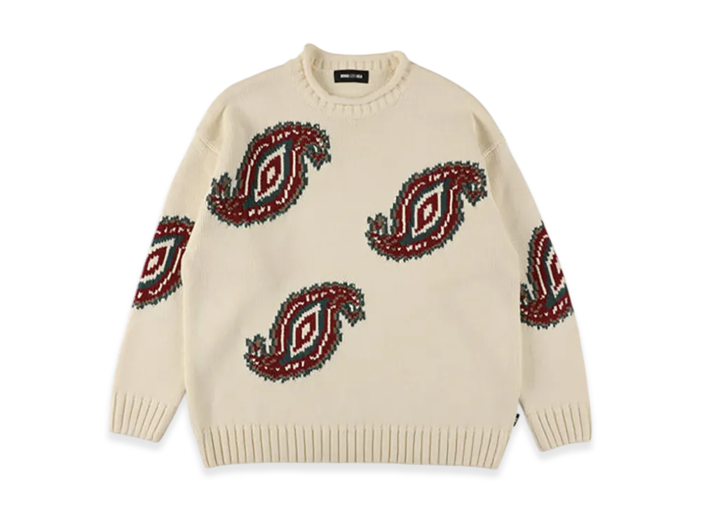 WIND AND SEA Paisely Sea Knit Sweater "Ivory"