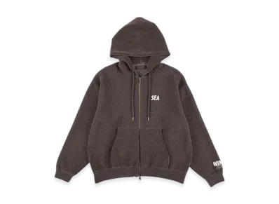 WIND AND SEA Mole Knit Zip Up Hooded Sweatshirt "Brown"