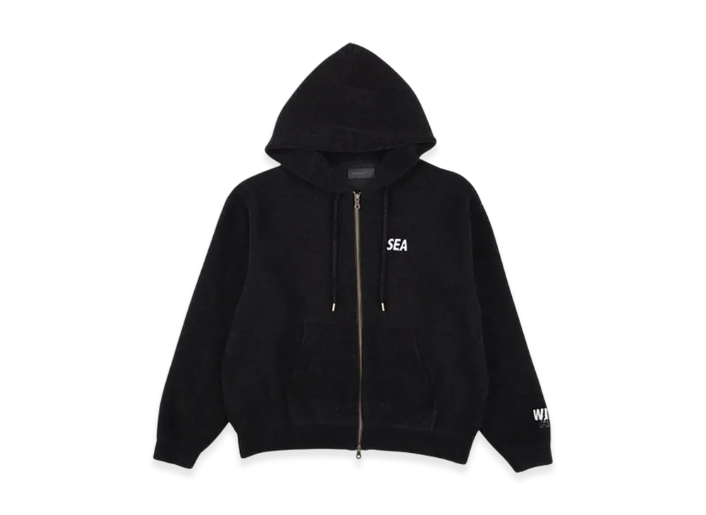 WIND AND SEA Mole Knit Zip Up Hooded Sweatshirt "Black"
