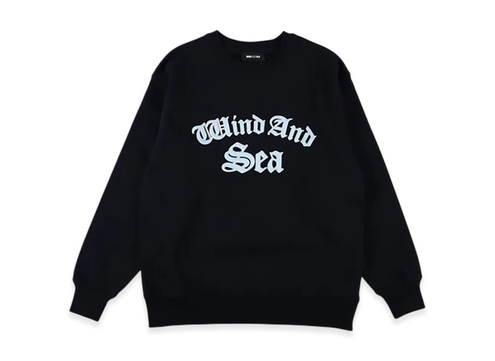 WIND AND SEA Satin Patch Crewneck Sweatshirt "Navy"
