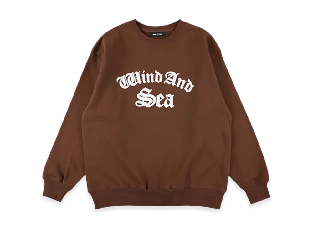 WIND AND SEA Satin Patch Crewneck Sweatshirt "Brown"