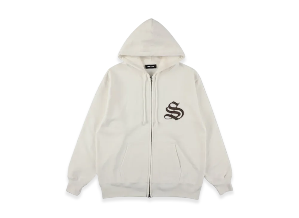 WIND AND SEA Satin Patch Zip Up Sweatshirt "White"