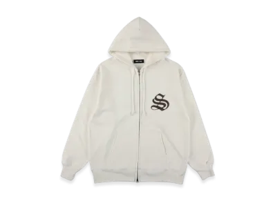 WIND AND SEA Satin Patch Zip Up Sweatshirt "White"