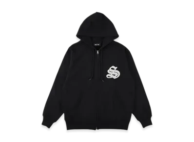 WIND AND SEA Satin Patch Zip Up Sweatshirt "Black"