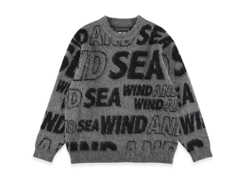 WIND AND SEA Shaggy Logo Knit Sweater "Gray"
