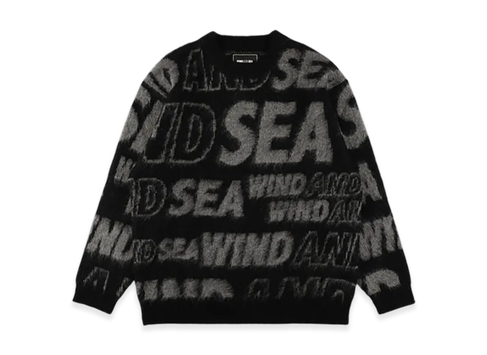 WIND AND SEA Shaggy Logo Knit Sweater "Black"