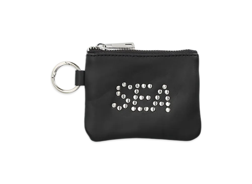 WIND AND SEA Studded Leather Coin Case "Black"