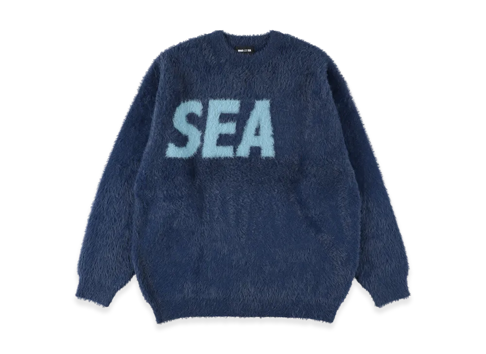 ウィンダンシー シャギー ビッグシー ニット セーター "ネイビー"
