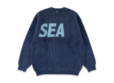WIND AND SEA Shaggy BIGSEA Knit Sweater "Navy"