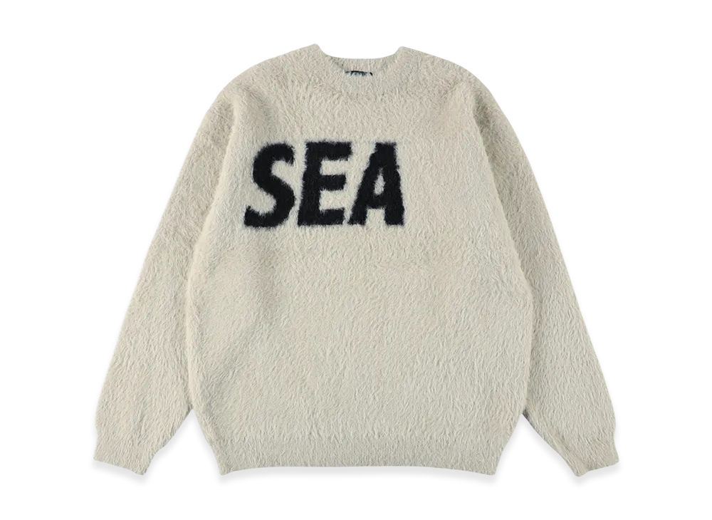 WIND AND SEA Shaggy BIGSEA Knit Sweater "Light Gray"