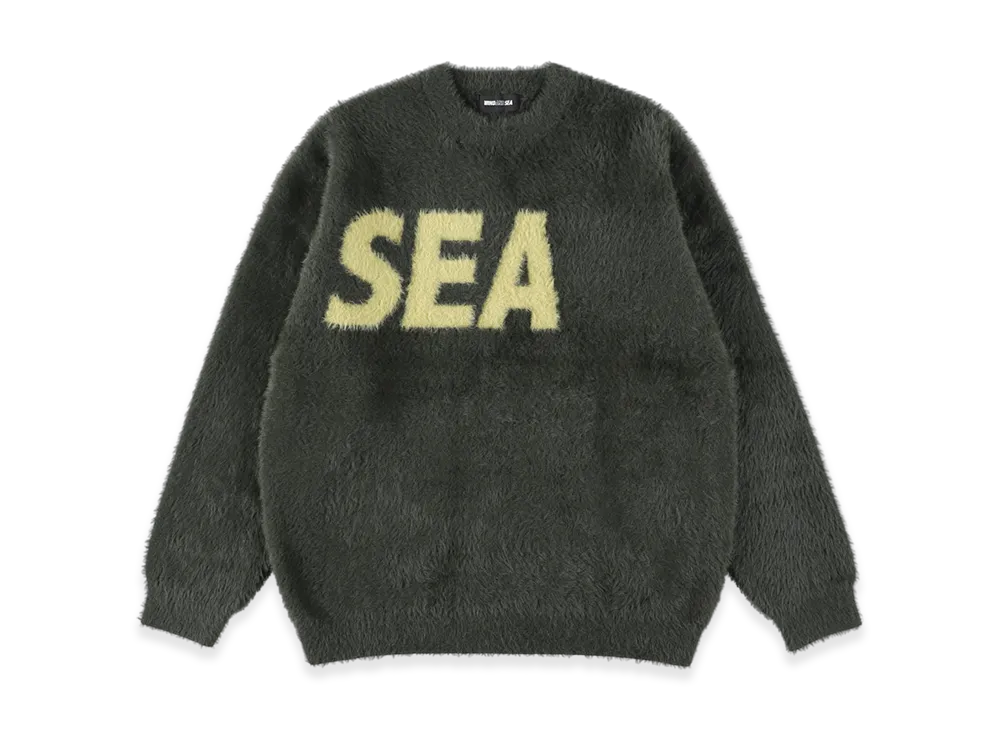 WIND AND SEA Shaggy BIGSEA Knit Sweater "Green"
