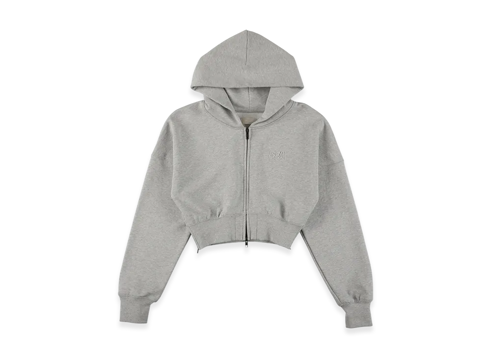 WIND AND SEA Cozy Zip Cropped Hooded Sweatshirt "Heather Gray"
