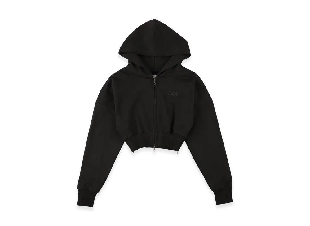 WIND AND SEA Cozy Zip Cropped Hooded Sweatshirt "Black"