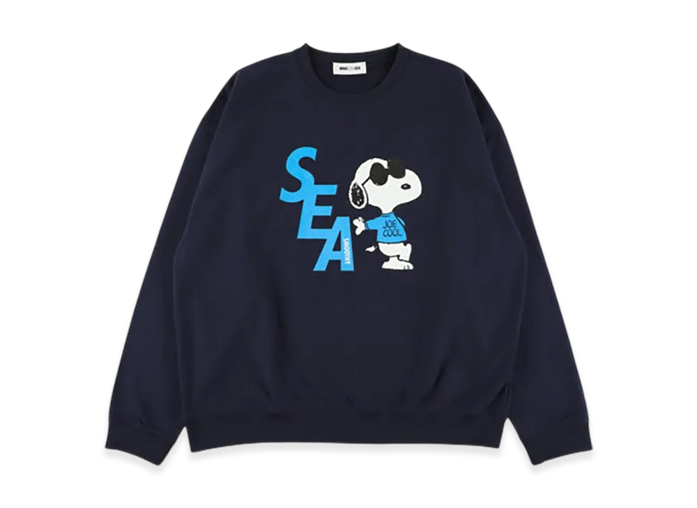 WIND AND SEA x SMOOTHY Snoopy Crewneck Sweatshirt "Navy"
