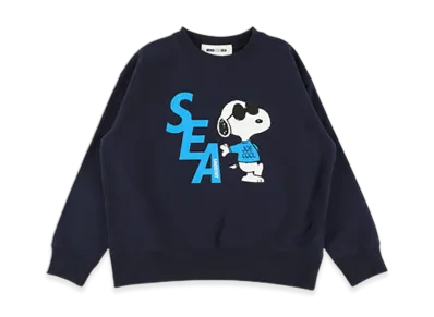 WIND AND SEA x SMOOTHY Snoopy Kids Crewneck Sweatshirt "Navy"
