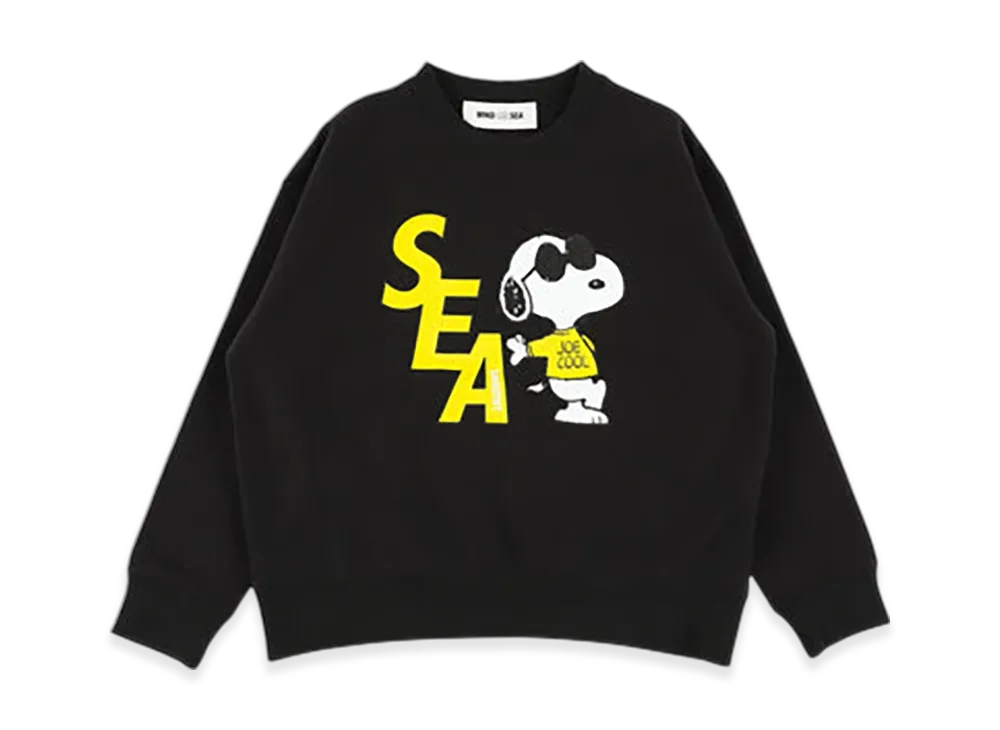 WIND AND SEA x SMOOTHY Snoopy Kids Crewneck Sweatshirt "Black"