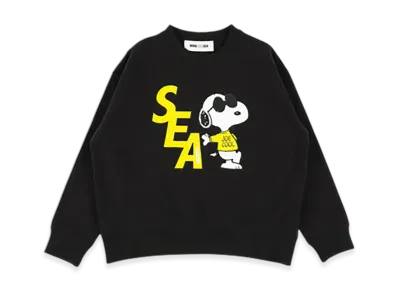 WIND AND SEA x SMOOTHY Snoopy Kids Crewneck Sweatshirt "Black"