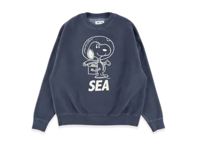 WIND AND SEA x SMOOTHY Snoopy Pigment Crewneck Sweatshirt "Navy"
