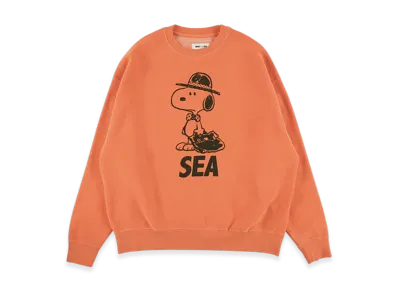 WIND AND SEA x SMOOTHY Snoopy Pigment Crewneck Sweatshirt "Orange"