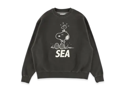 WIND AND SEA x SMOOTHY Snoopy Pigment Crewneck Sweatshirt "Black"