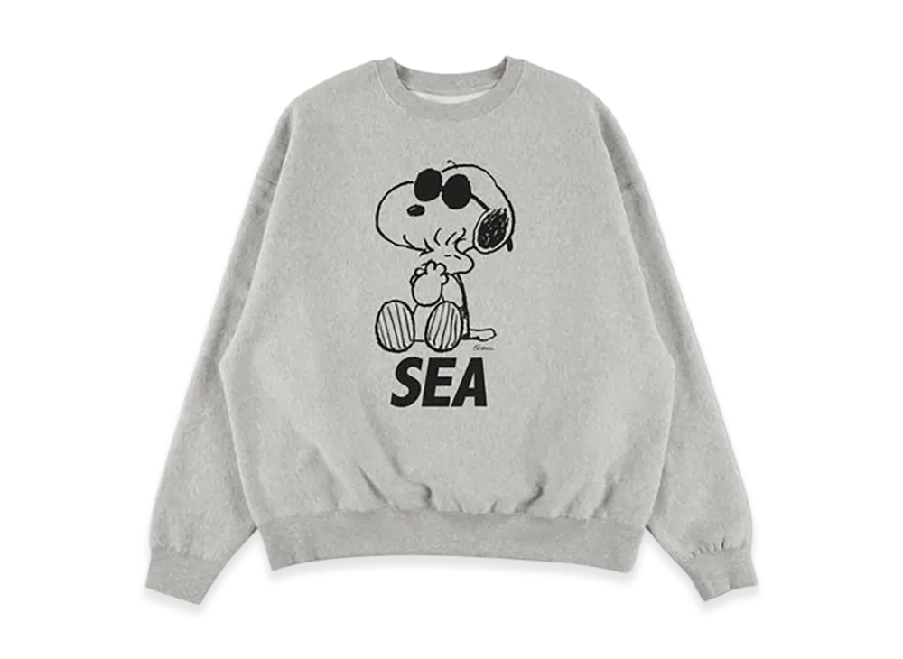 WIND AND SEA x SMOOTHY Snoopy Pigment Crewneck Sweatshirt "Gray"