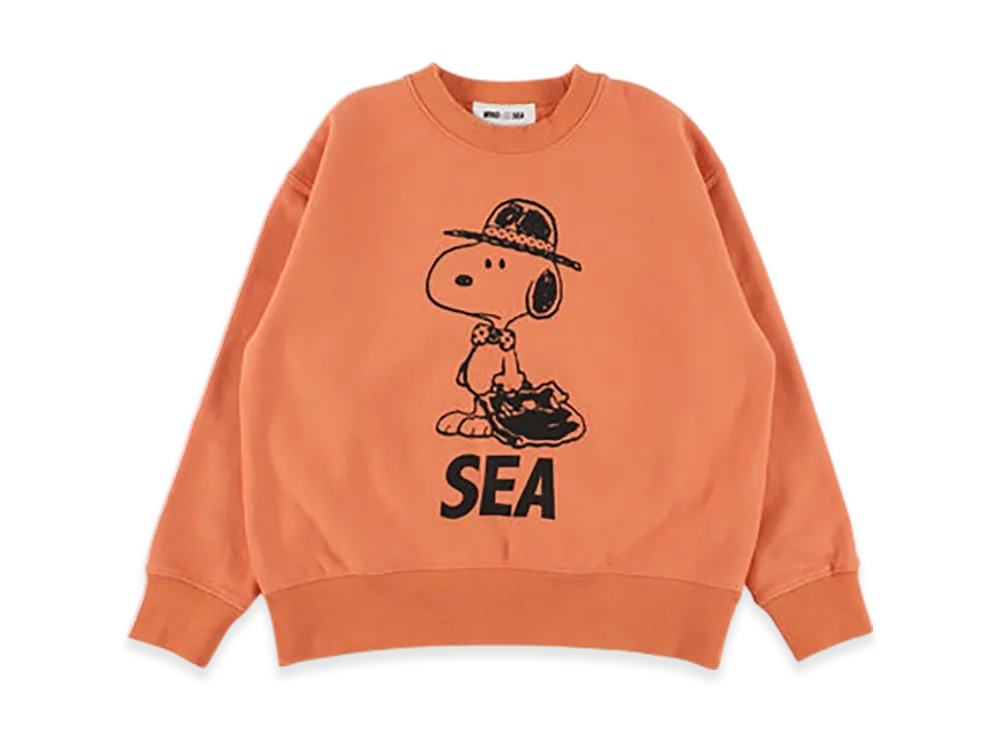WIND AND SEA x SMOOTHY Snoopy Washed Kids Crewneck Sweatshirt "Orange"