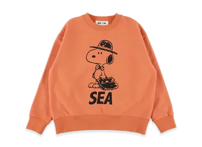 WIND AND SEA x SMOOTHY Snoopy Washed Kids Crewneck Sweatshirt "Orange"