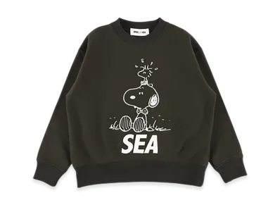 WIND AND SEA x SMOOTHY Snoopy Washed Kids Crewneck Sweatshirt "Black"