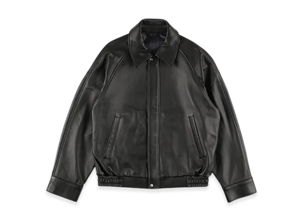 WIND AND SEA Lettered Leather Jacket "Black"