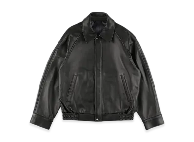 WIND AND SEA Lettered Leather Jacket "Black"