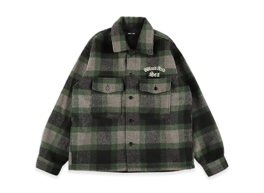 WIND AND SEA Shaggy Plaid Shirt Jacket "Black"