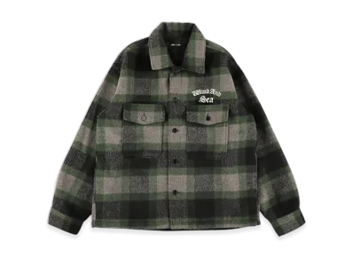 WIND AND SEA Shaggy Plaid Shirt Jacket "Black"