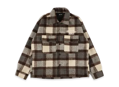 WIND AND SEA Shaggy Plaid Shirt Jacket "Brown"