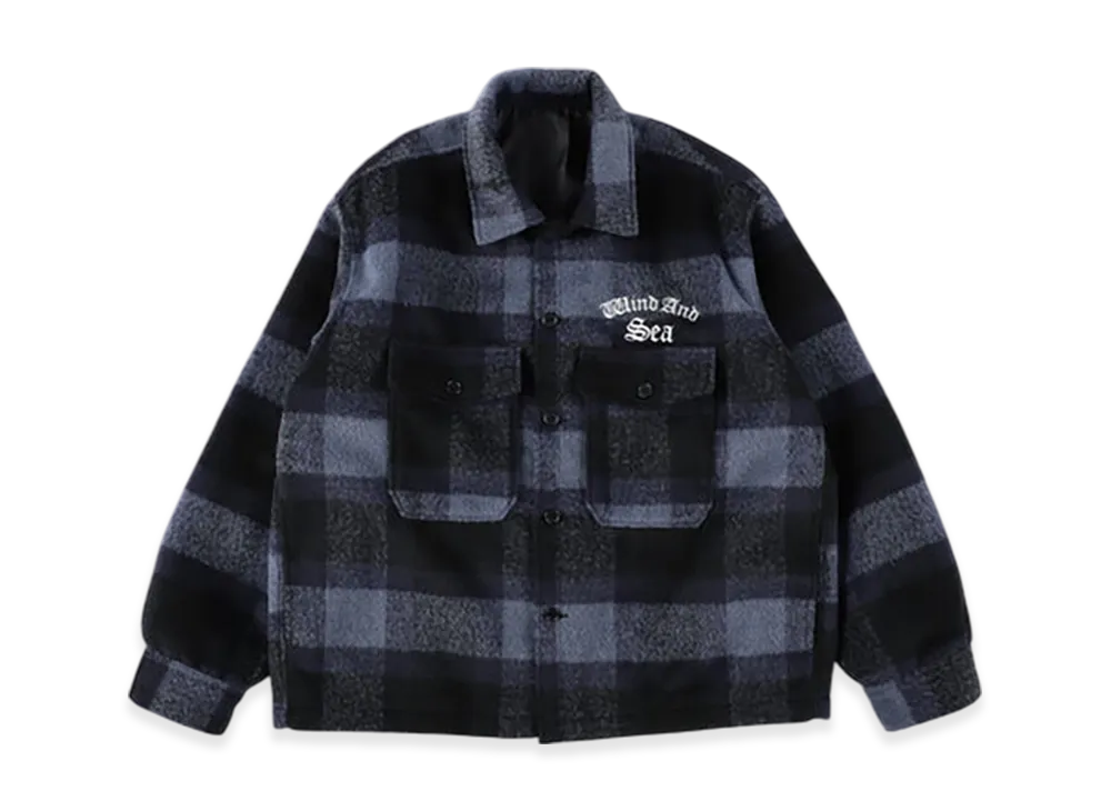 WIND AND SEA Shaggy Plaid Shirt Jacket "Blue"