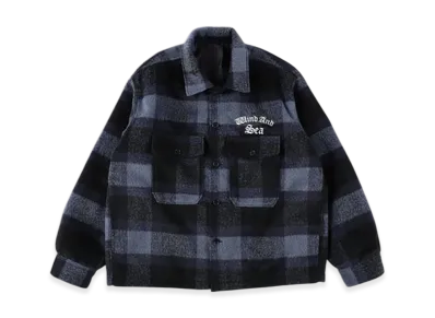 WIND AND SEA Shaggy Plaid Shirt Jacket "Blue"
