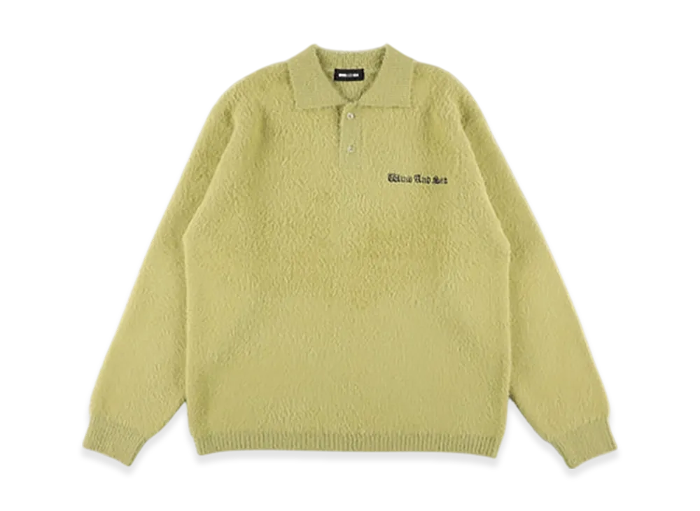 WIND AND SEA Shaggy Knit L/S Polo "Lime"