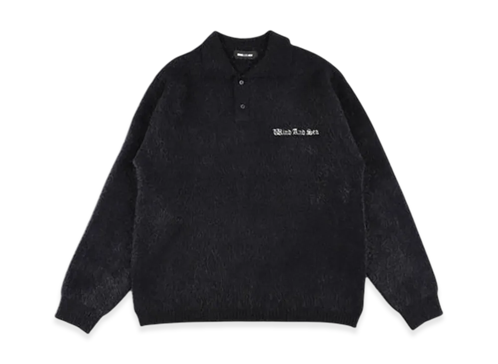 WIND AND SEA Shaggy Knit L/S Polo "Black"