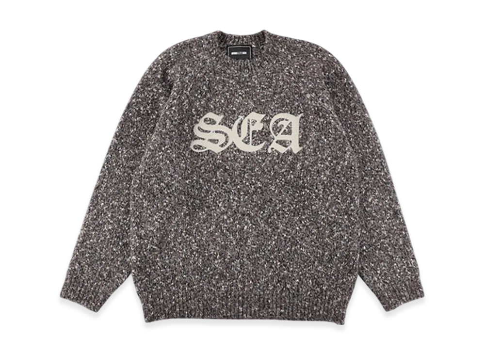 WIND AND SEA Leather Patch Knit Sweater "Brown"